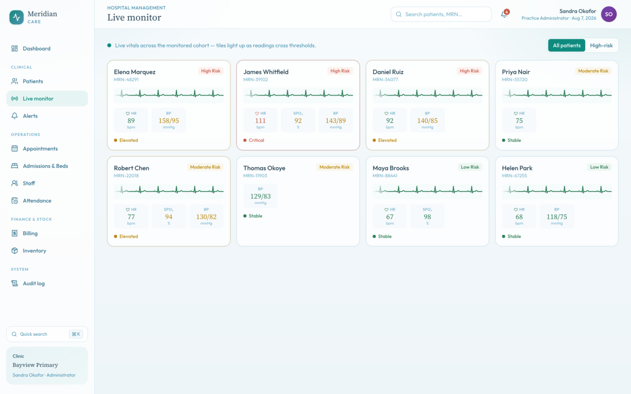 Meridian Care — Live vitals monitor