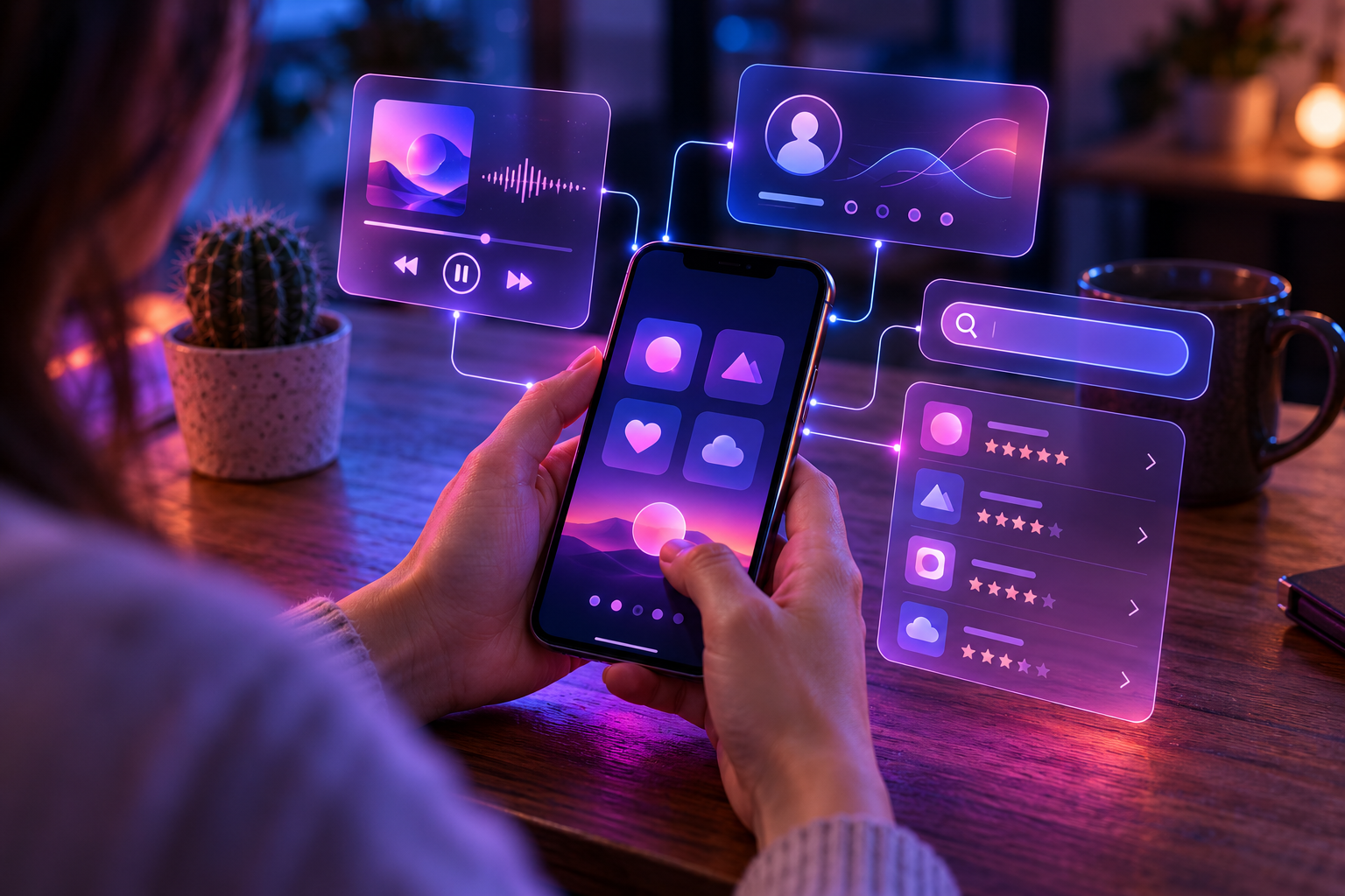 Mobile app development with UI/UX design interface