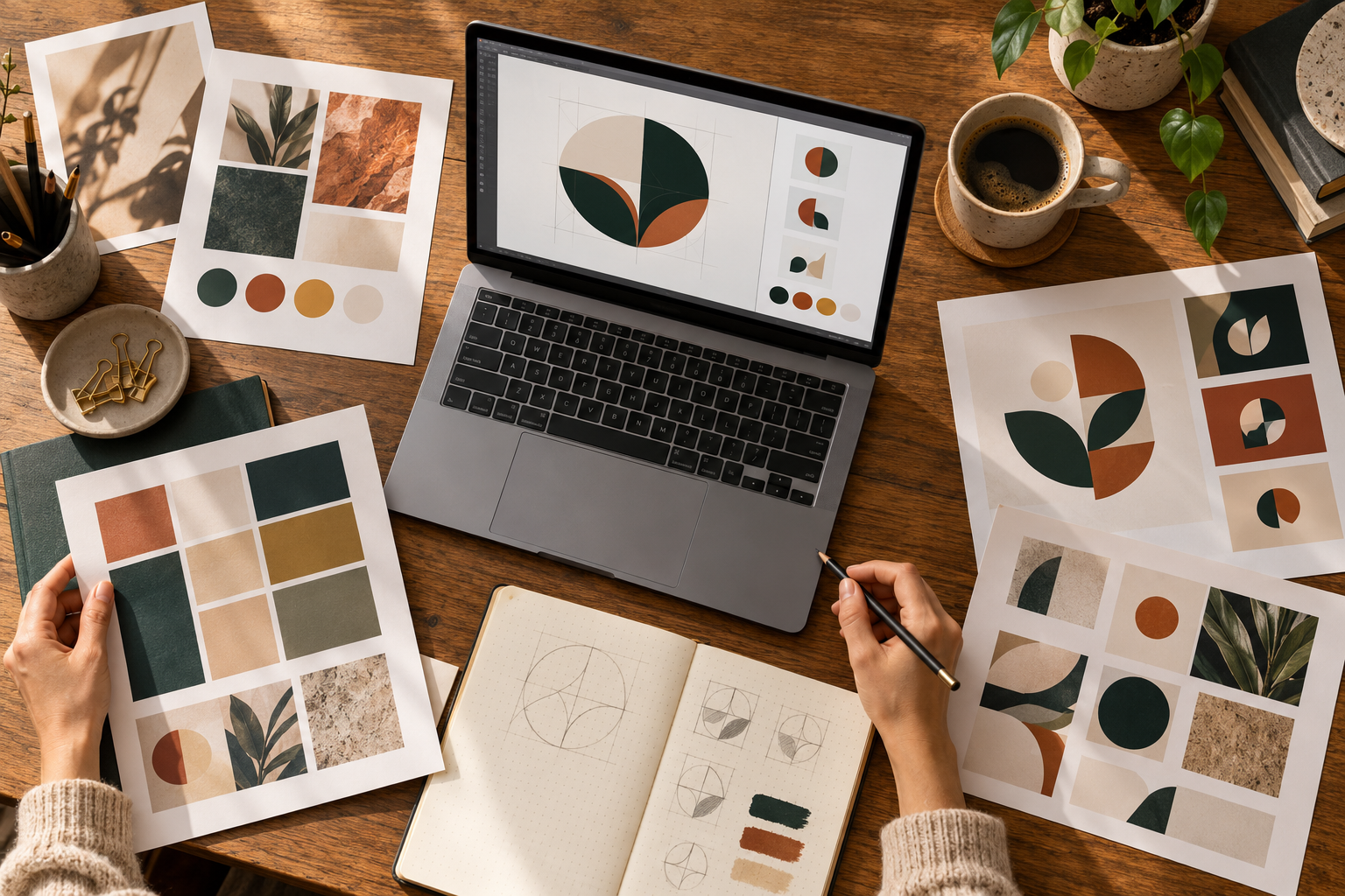Designer creating a brand identity and style guide