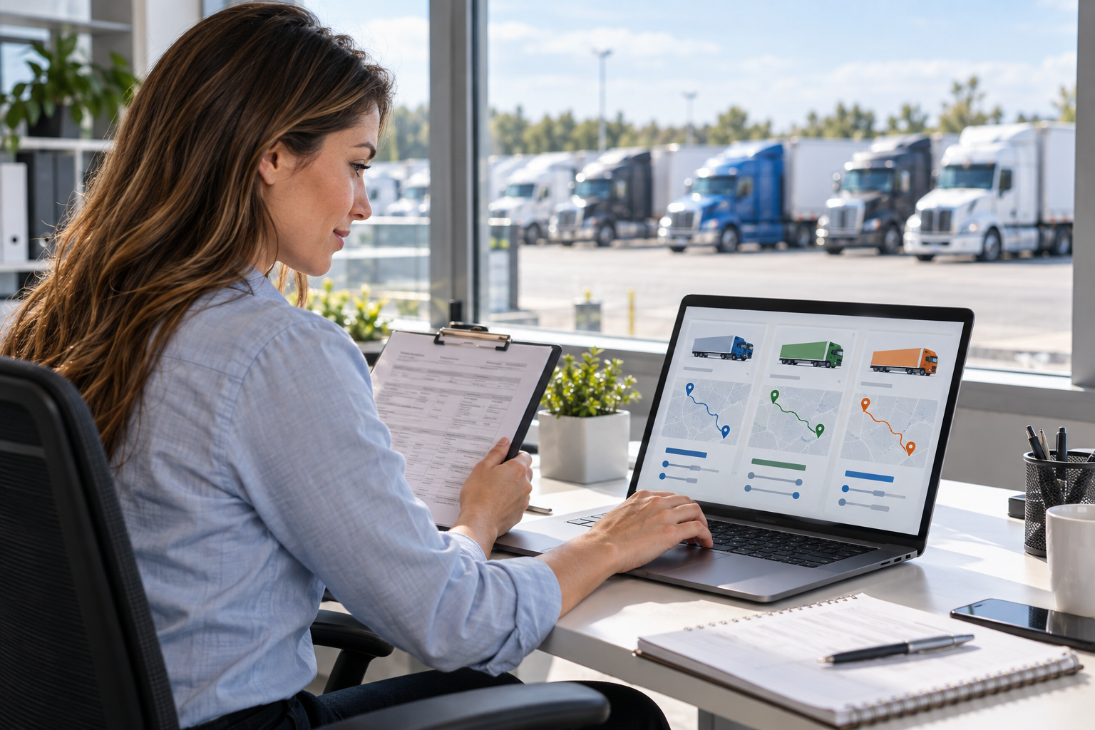 Logistics coordinator selecting freight carriers