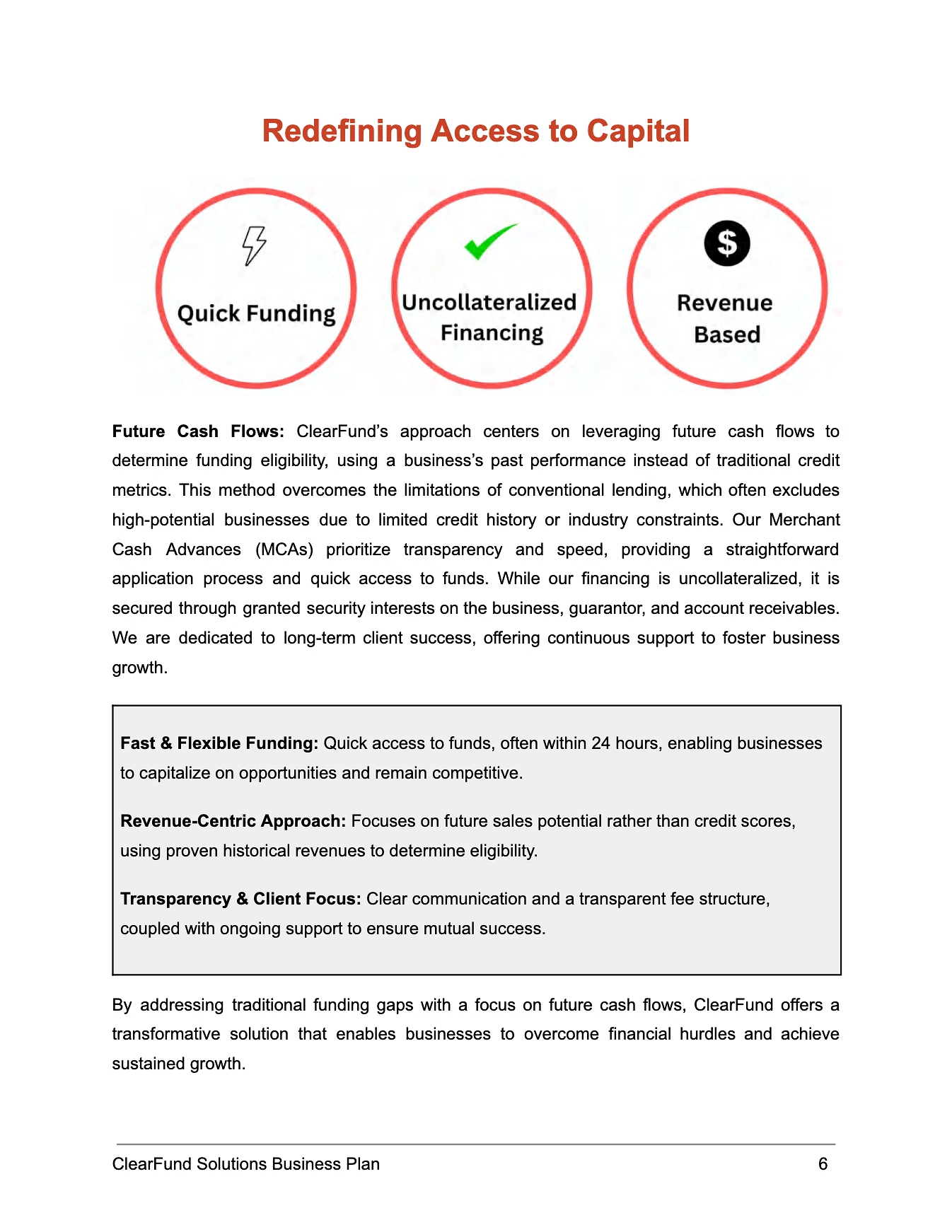 ClearFund Solutions proposition page