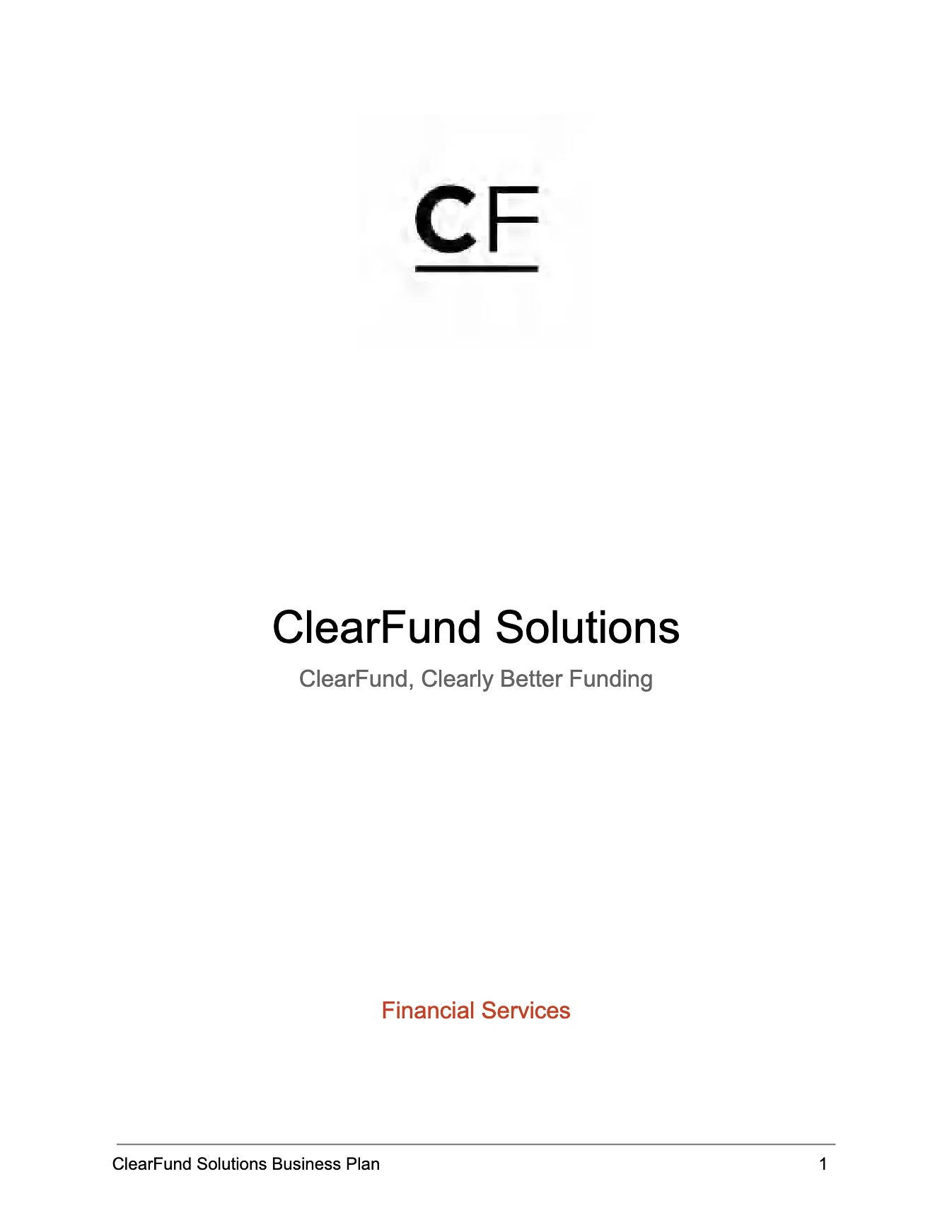ClearFund Solutions business plan cover