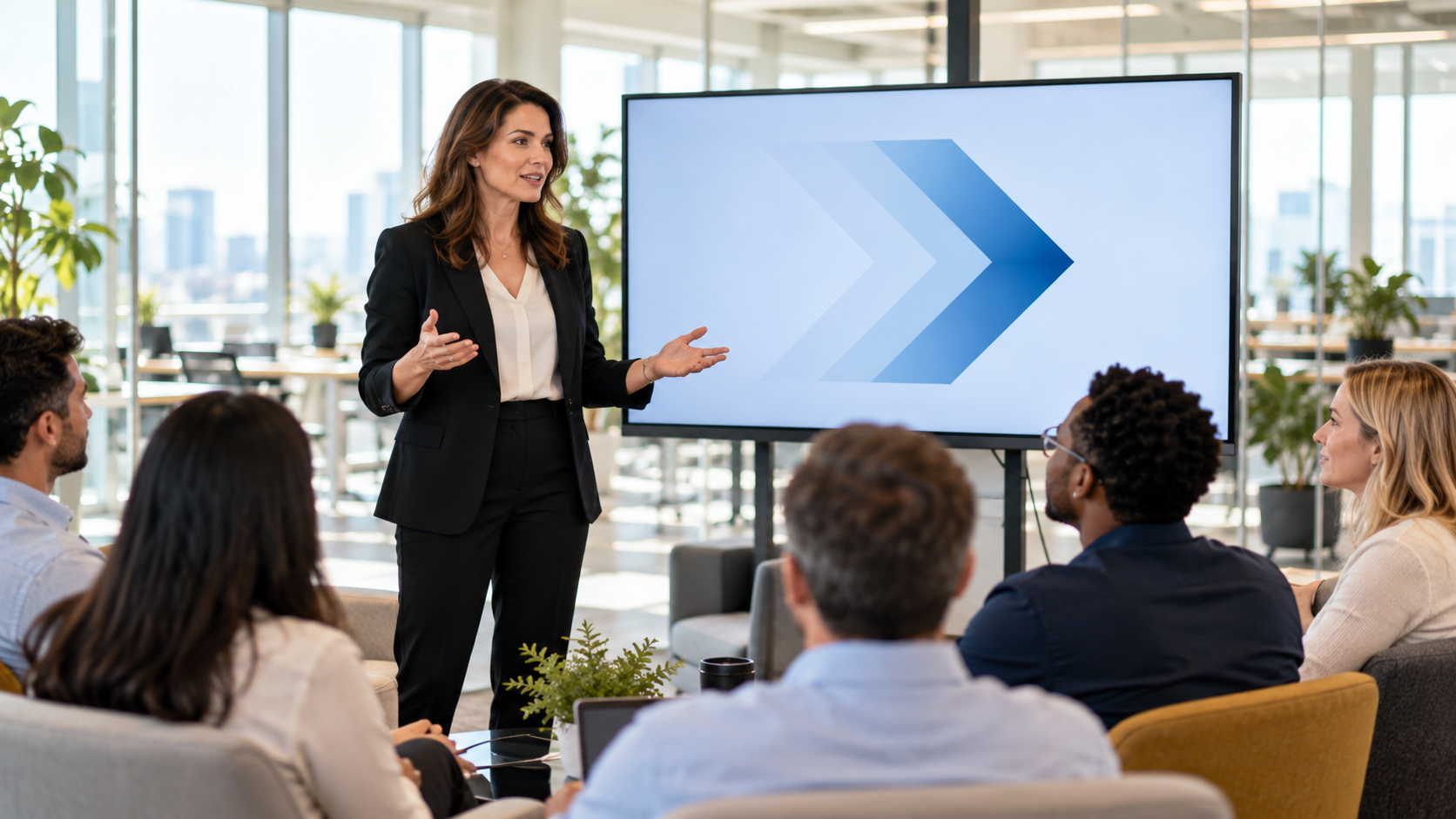 Leader guiding a team through organizational change