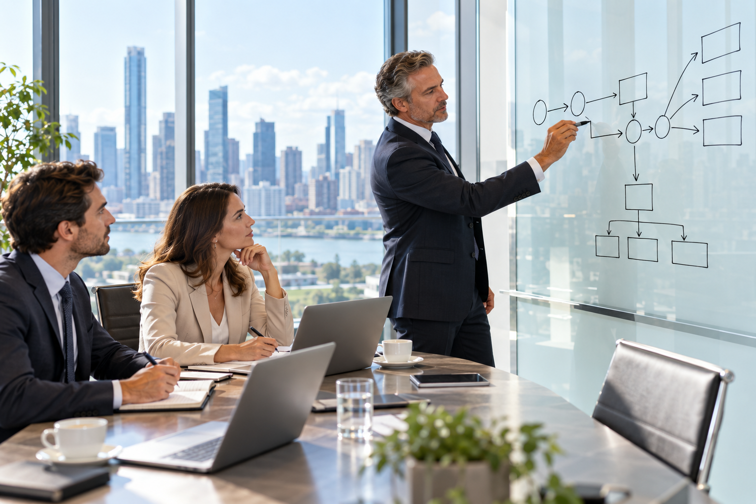 Consultant presenting a business strategy roadmap